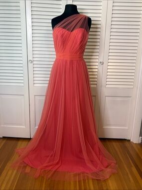 SORELLA VITA One-Shoulder Coral Tulle Gown